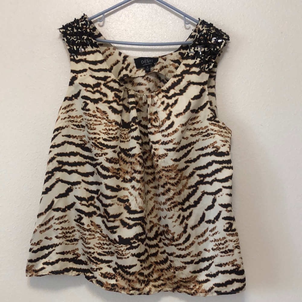 Dash by Kardashian Size 2X ,Animal Print Beige Brown Black Top Blouse Women